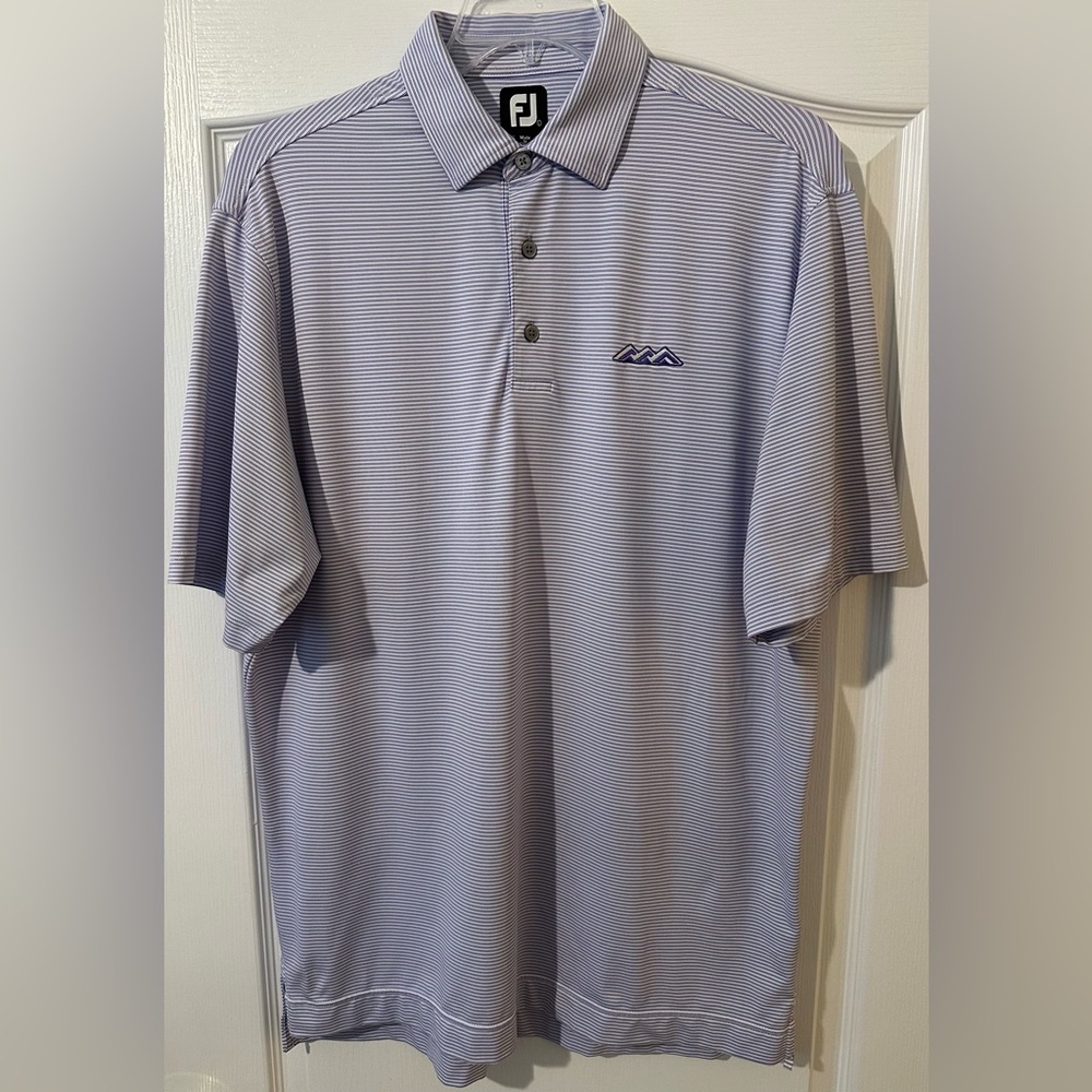 Footjoy FJ Golf Polo Shirt Men's Large Purple / Gray Pin Stripe / Big and Tall